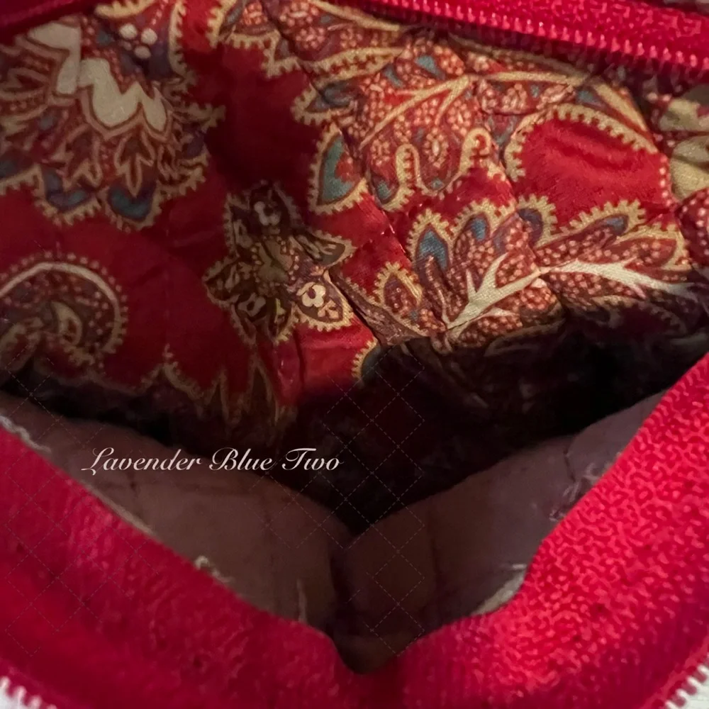 Vintage VERA BRADLEY Windsor 1995 Backpack Sling USA Drawstring Red Gold Quilt - Picture 5 of 17